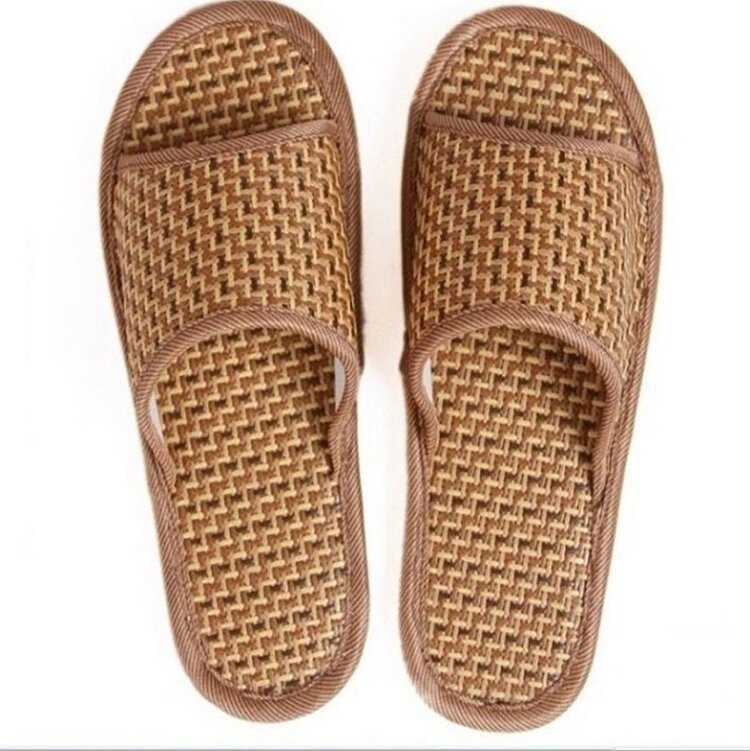 Summer Bamboo Rattan Woven Sandals Stall Home Indoor and Outdoor Comfortable Non-Slip Men's and Women's COUPLE'S Summer Mat Slippers