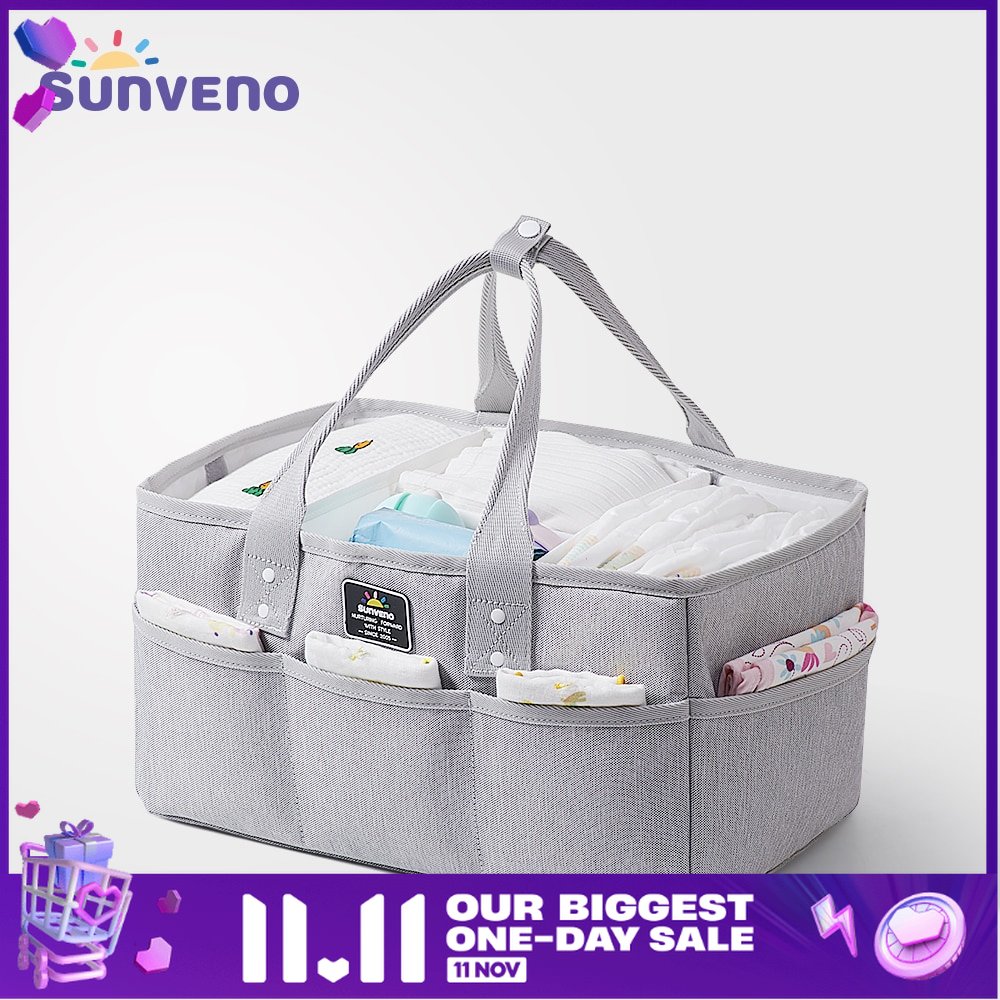 SUNVENO Baby Diaper Caddy Organizer Portable Holder Bag for Diapers and Baby Wipes Nursery Storage Bin Diaper Baby Bag