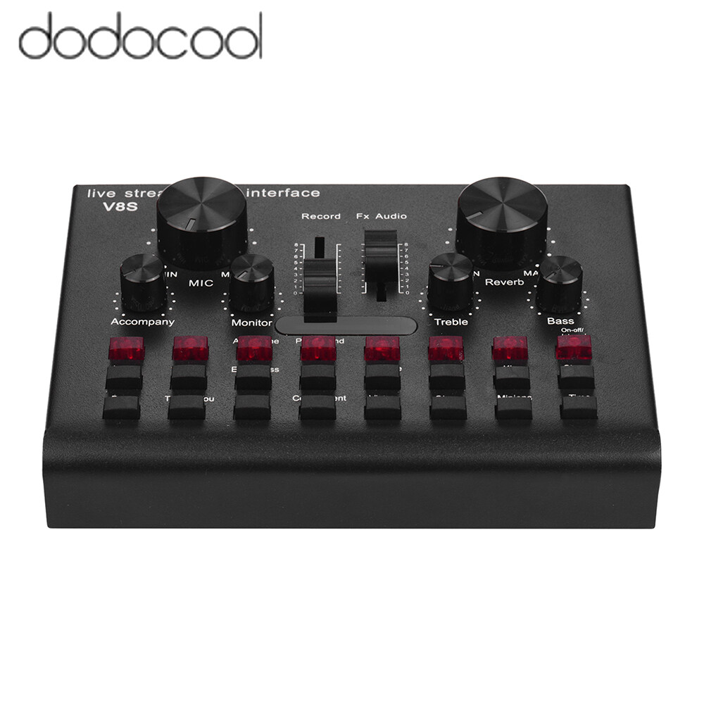 dodocool Multifunctional Live Streaming Sound Card USB Audio Interface Mixer Voice Device DJ Karaoke Equipment with Adjustable Volume 16 Effects Support BT Connection for Recording Hosting
