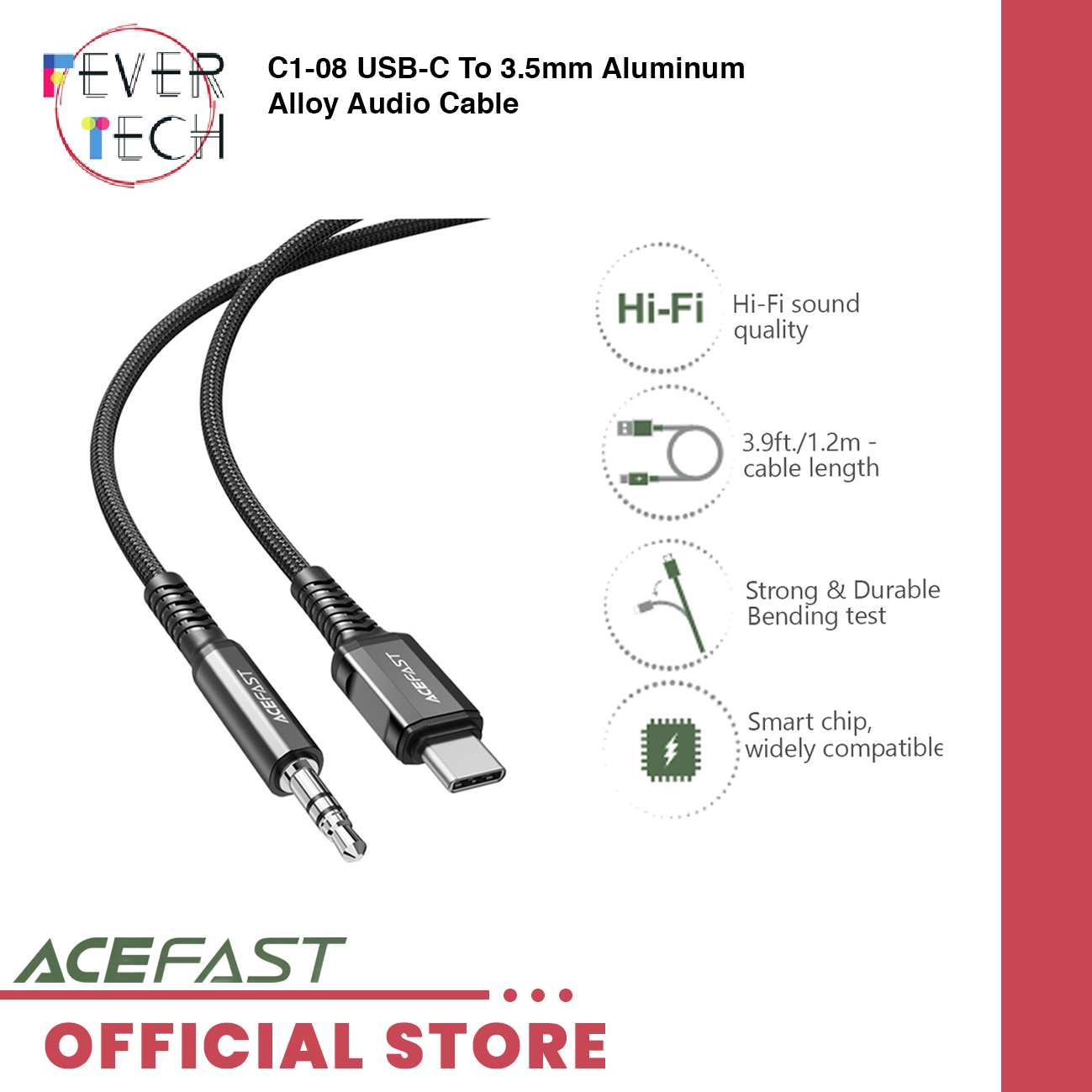 ACEFAST C1-08 USB-C To 3.5mm Aluminum Alloy Audio Cable