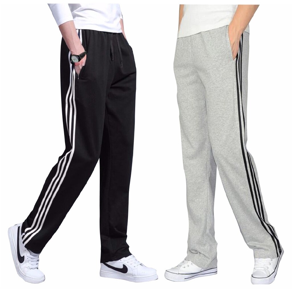 Men Cotton Pants Casual Sweatpants Side Stripe Tracksuit Sportswear traight Track Pants