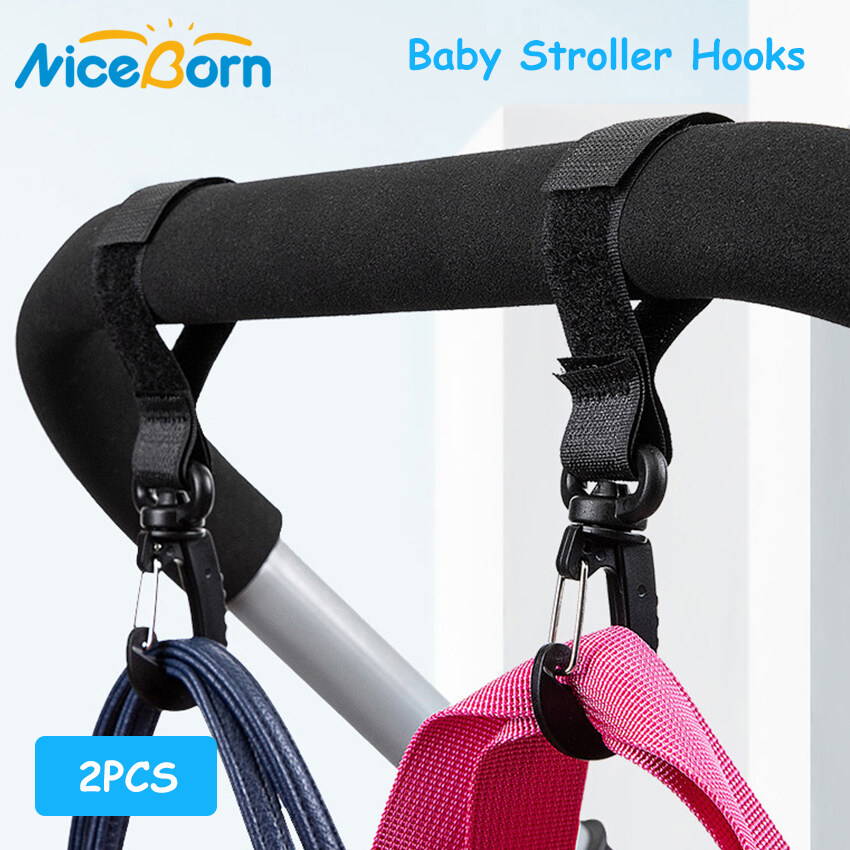 NiceBorn 2PCS Baby Stroller Hooks Hanger Bag Hook Clips Baby Pram Stroller Pushchair Swivel Hanger Hooks Hangers Accessories Stroller Hooks Pram Rotate 360 Cart Hook for Baby Diaper Bags Purse Groceri