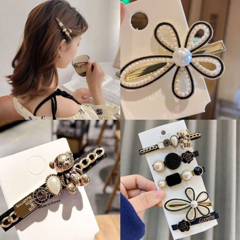 5Pcs/Set Pearl Women Hair Clips Rhinestone Elegant Girls Hairpins Barrettes Flower Feather Ladies Hair Accessories