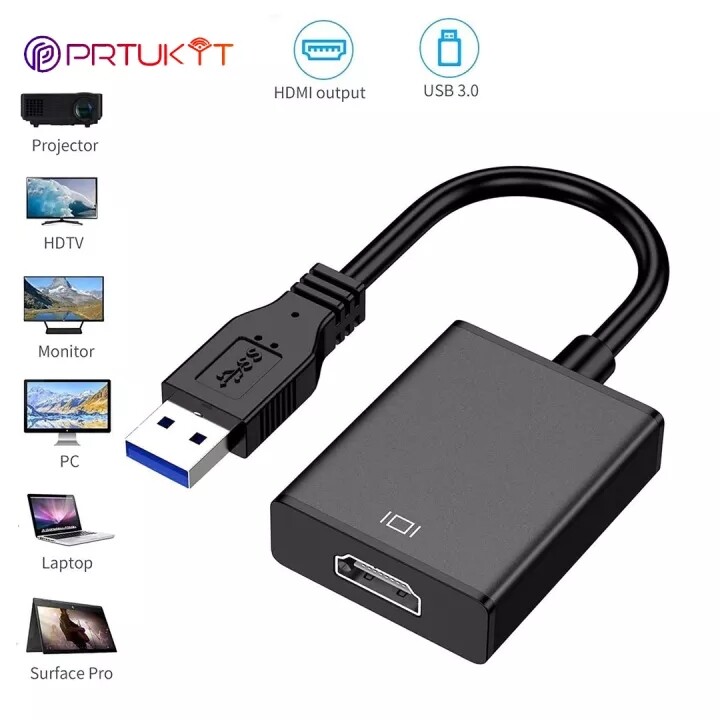 【Prtukyt】USB Adapter To HDMI, type c expander ，HUB USB 3.0 / 2.0 To HDMI, HD Video Audio Adapter, 1080p, PC Video Converter, Laptop, HDTV Compatible with Windows XP / 10 / 8 / 7